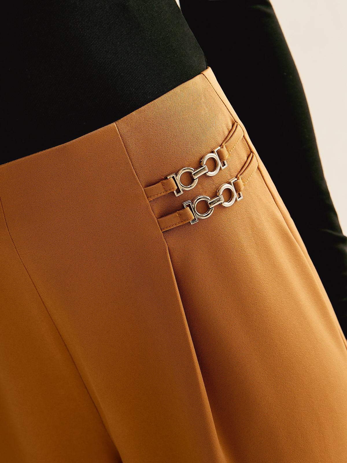 Metal-Detail Straight Pants