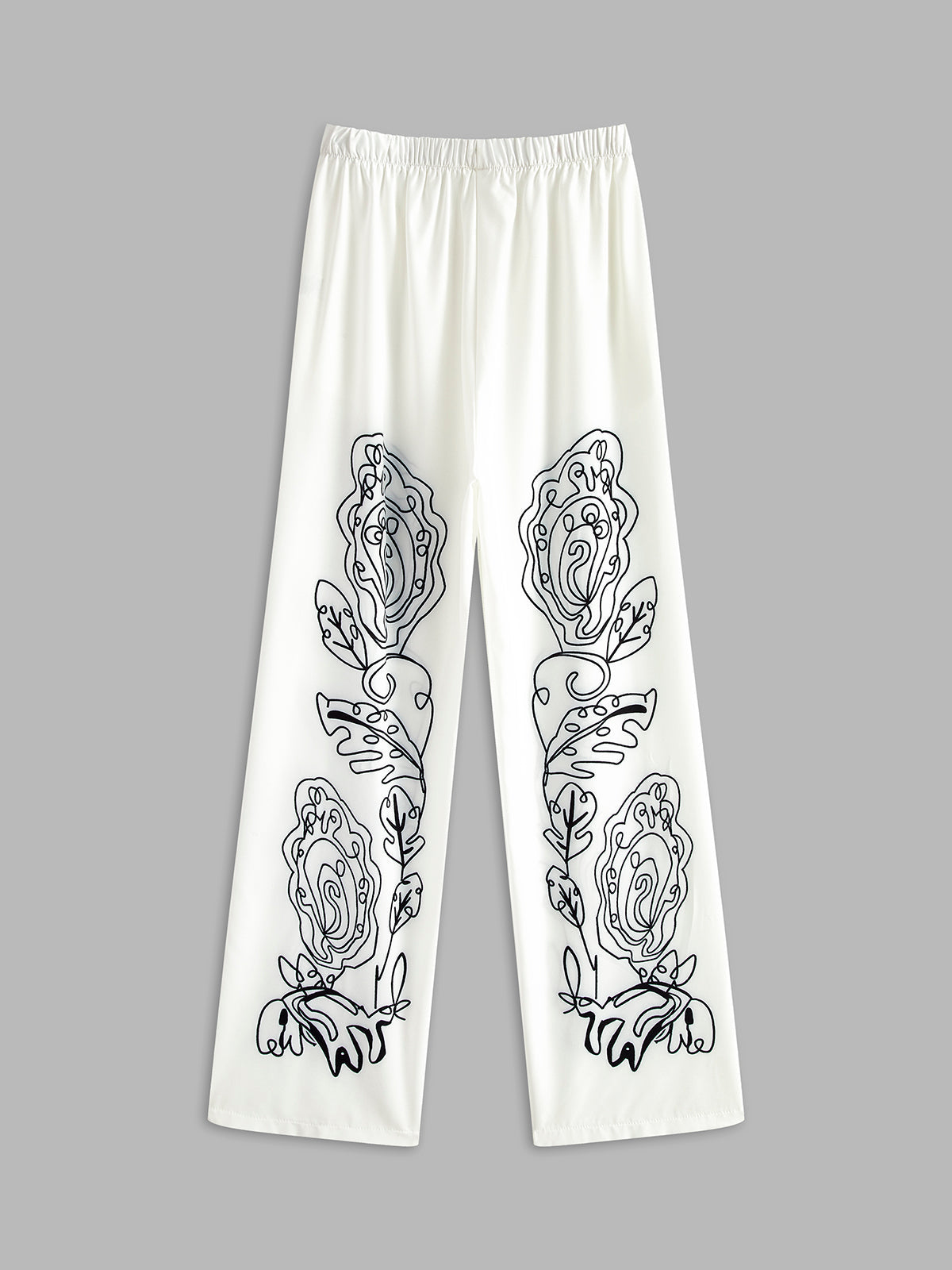 Lapel Printed Elastic Waist Pants Set