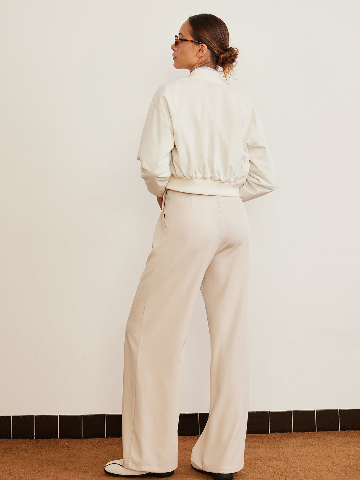 Pleated High-Waist Belted Pants