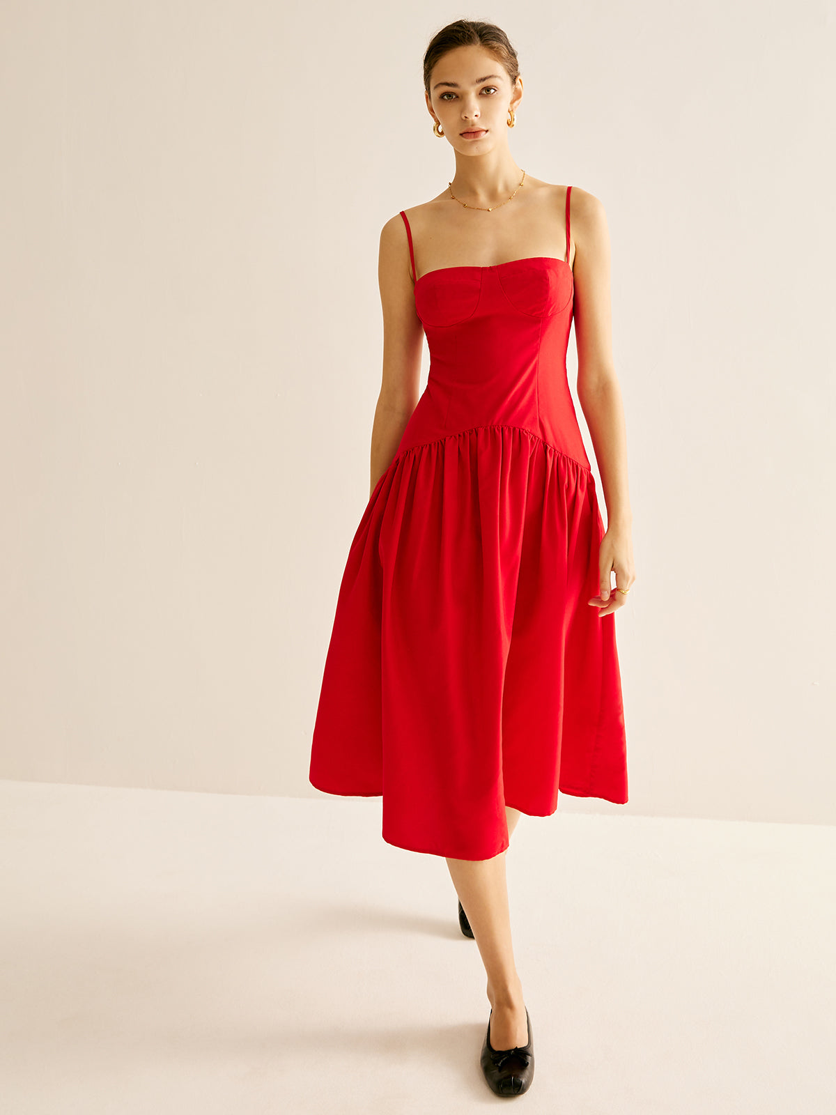 Panel Pleated Cami Dress