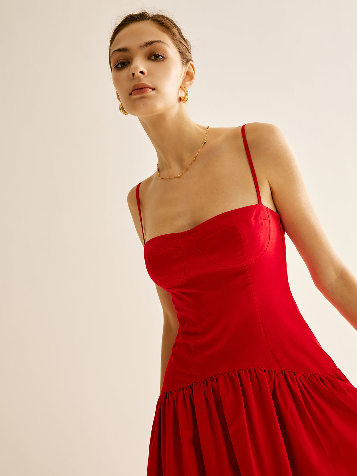 Panel Pleated Cami Dress