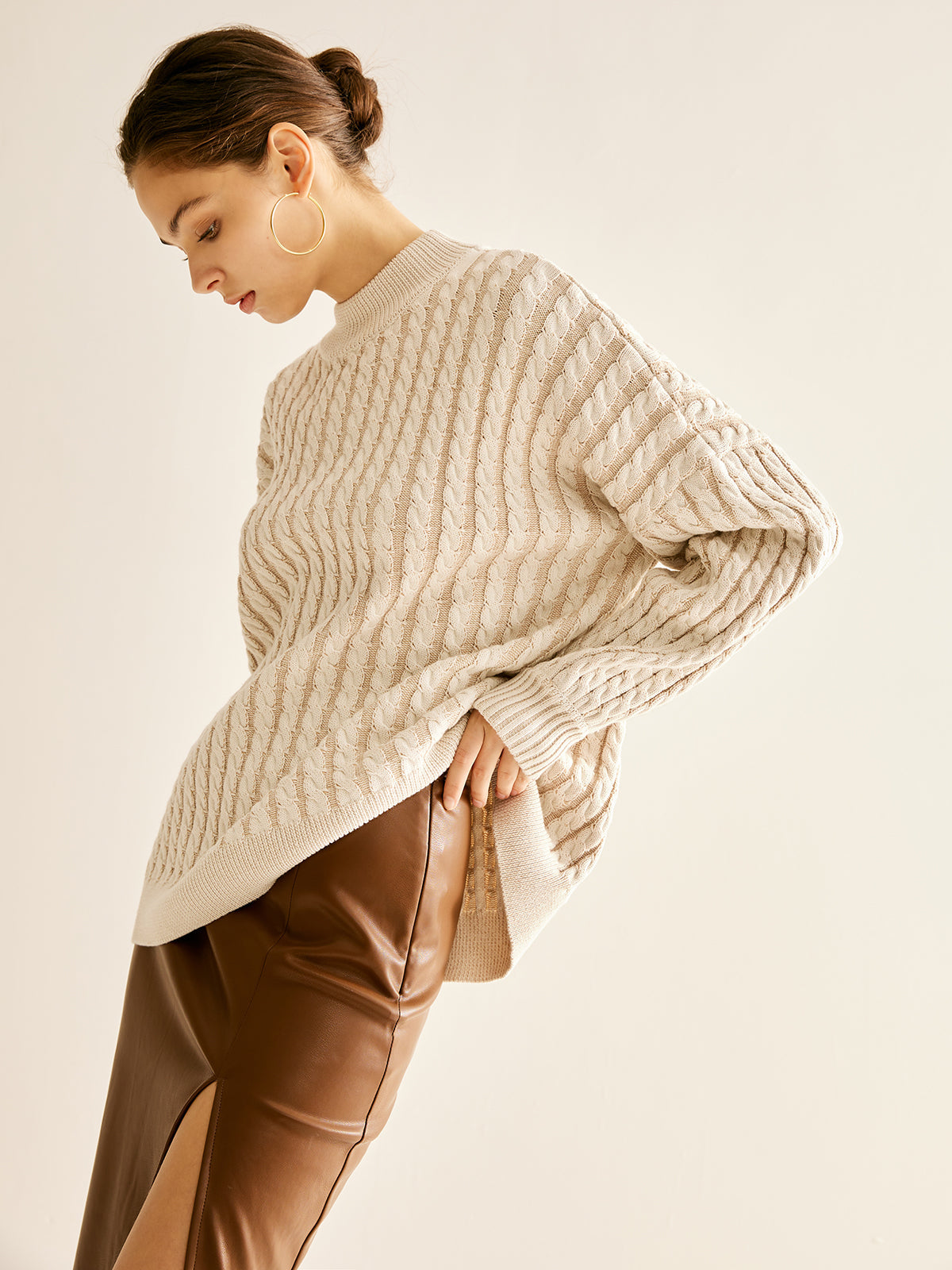 Minimalist Plain Cable Sweater