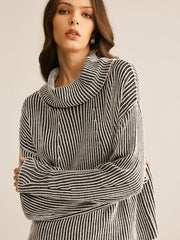 Pinstripe Turtleneck Sweater