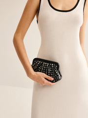 Studded Pleated Clutch Bag