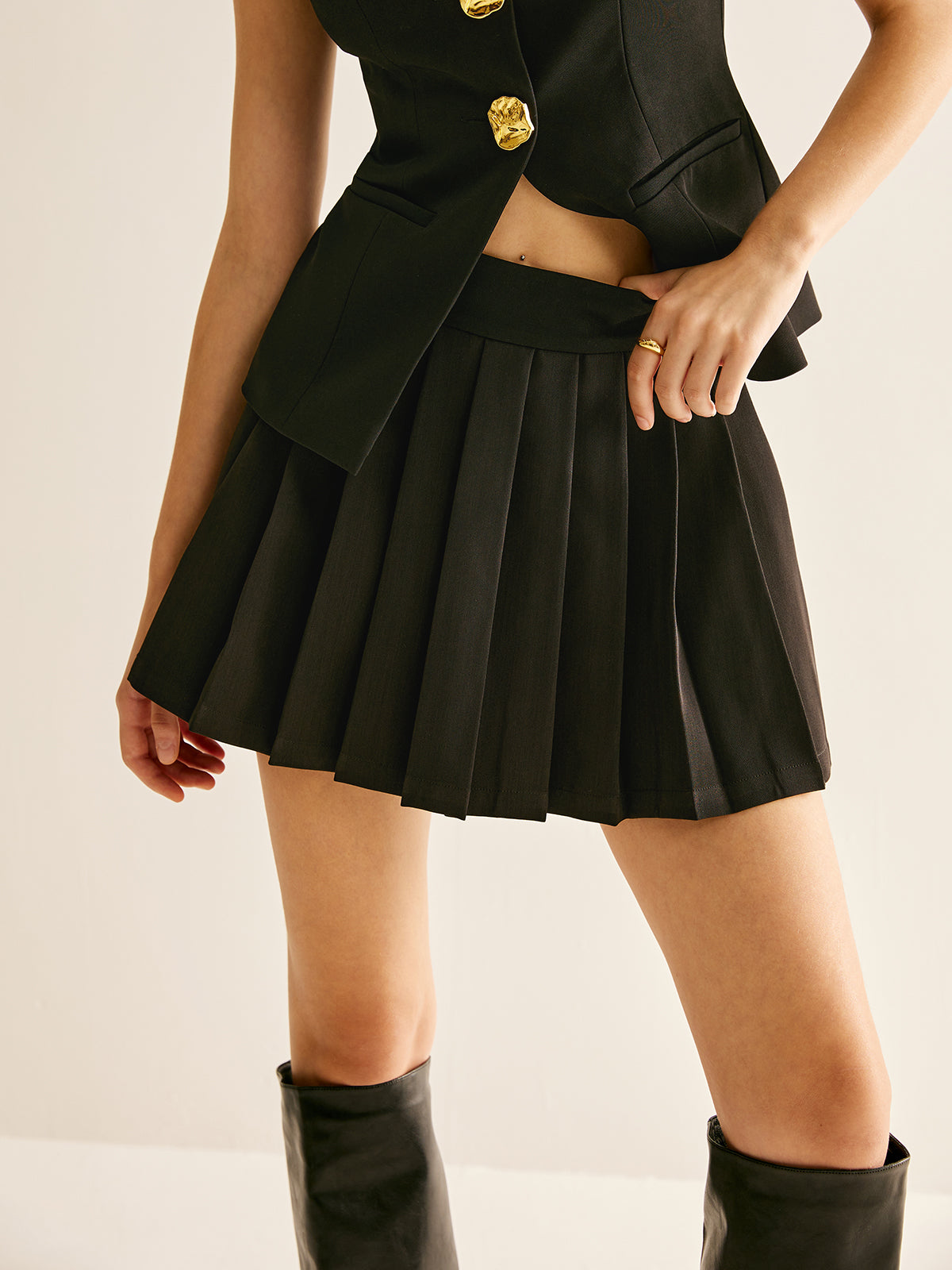 Pleated Mini Skirt