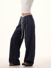 Pinstripe Drawstring Wide Leg Pants