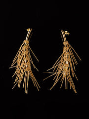 Golden Tassel Stud Earrings