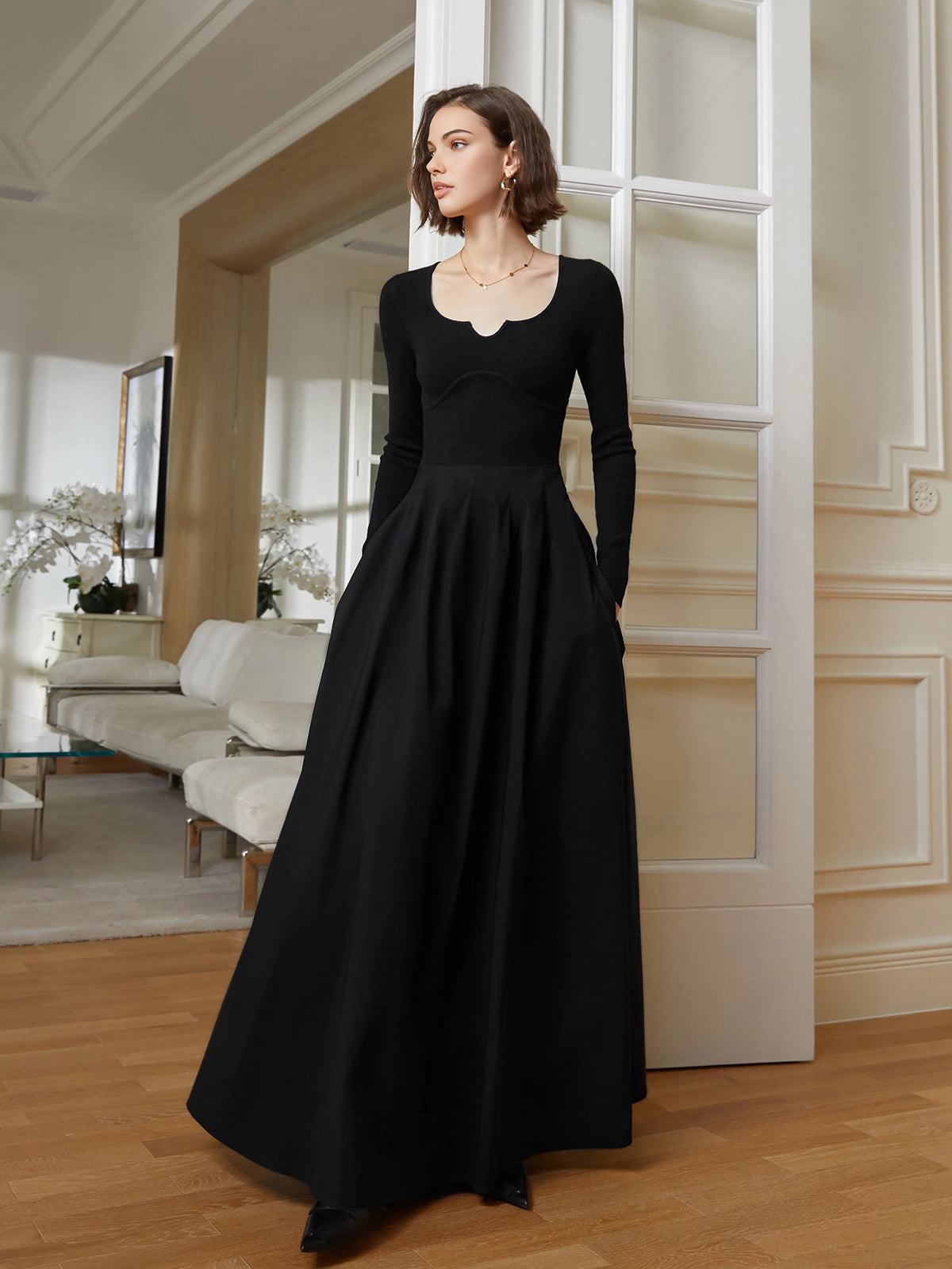 Elegant Umbrella-Shape Panel Dress