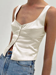 Casual Button-Front Tank Top