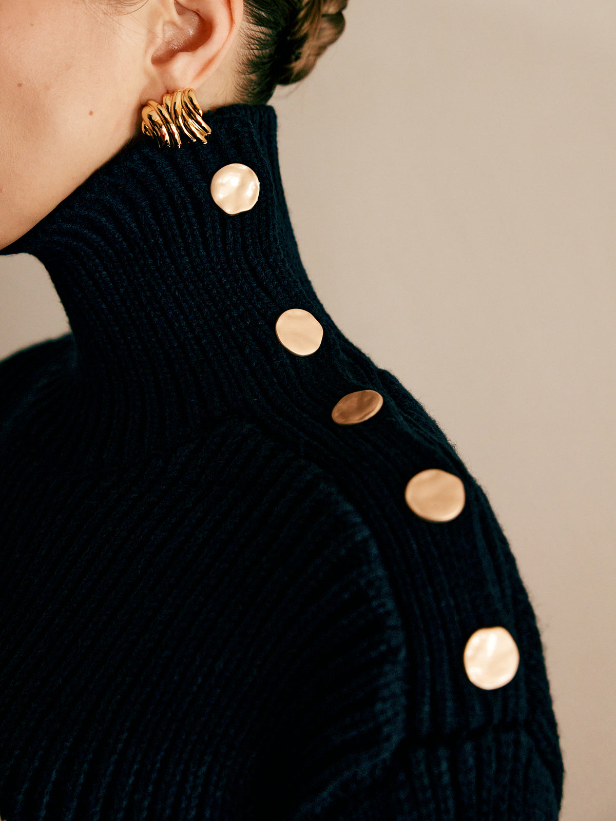 Wool-Blend Turtleneck Striped Sweater