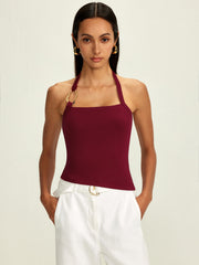 Pure Cotton Ribbed Halter Top