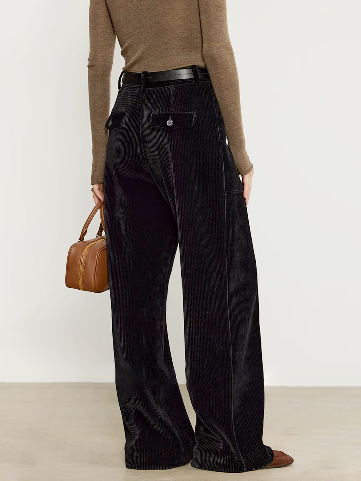 Corduroy Draped Pants Without Belt