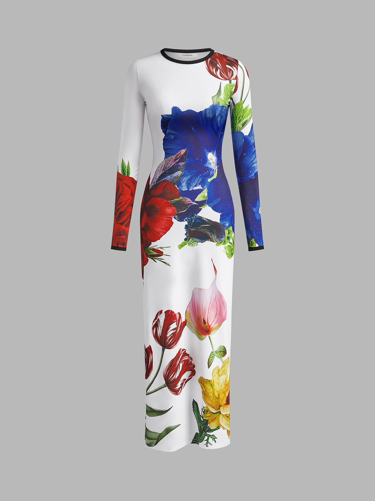 Round Neck Floral Printed Jersey Dress