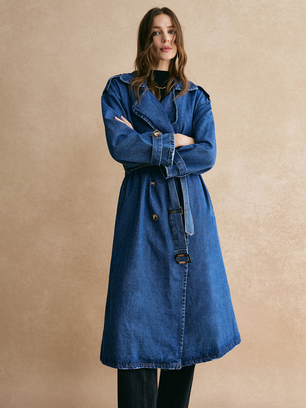 Cotton Belted Denim Trench Coat