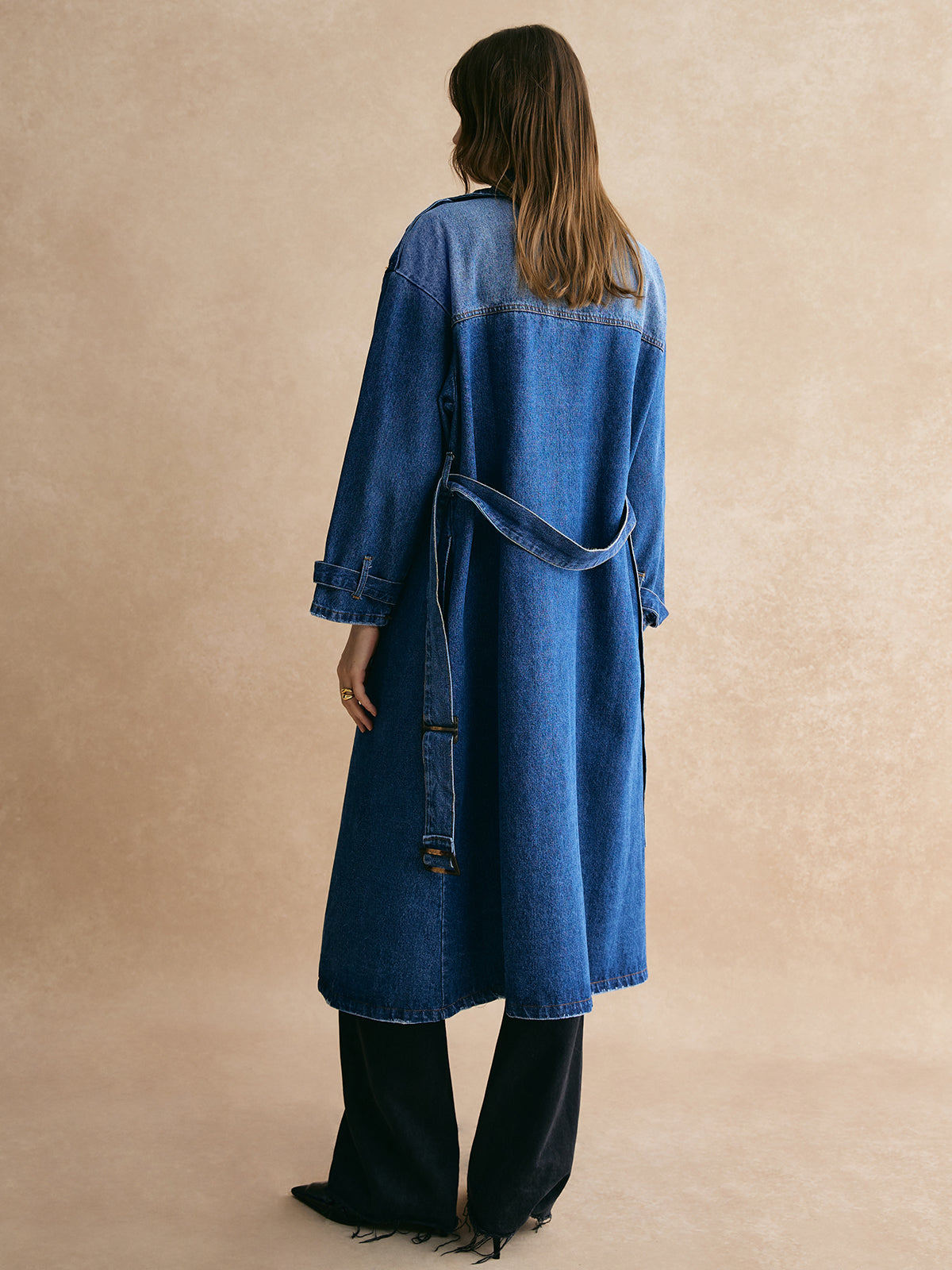 Cotton Belted Denim Trench Coat