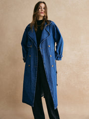 Cotton Belted Denim Trench Coat