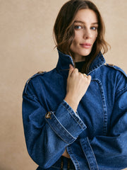 Cotton Belted Denim Trench Coat