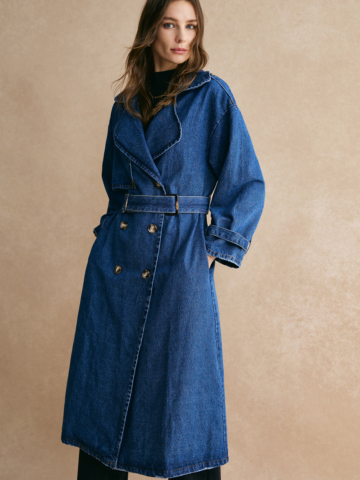 Cotton Belted Denim Trench Coat