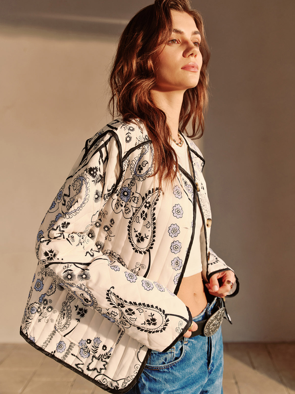 Boheme Printed Piping Winter Coat