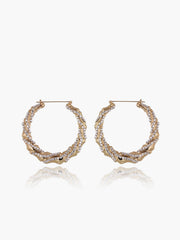 Rhinestone Bamboo Hoop Earrings