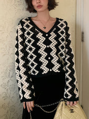 V-Neck Chevron Breasted Cardigan