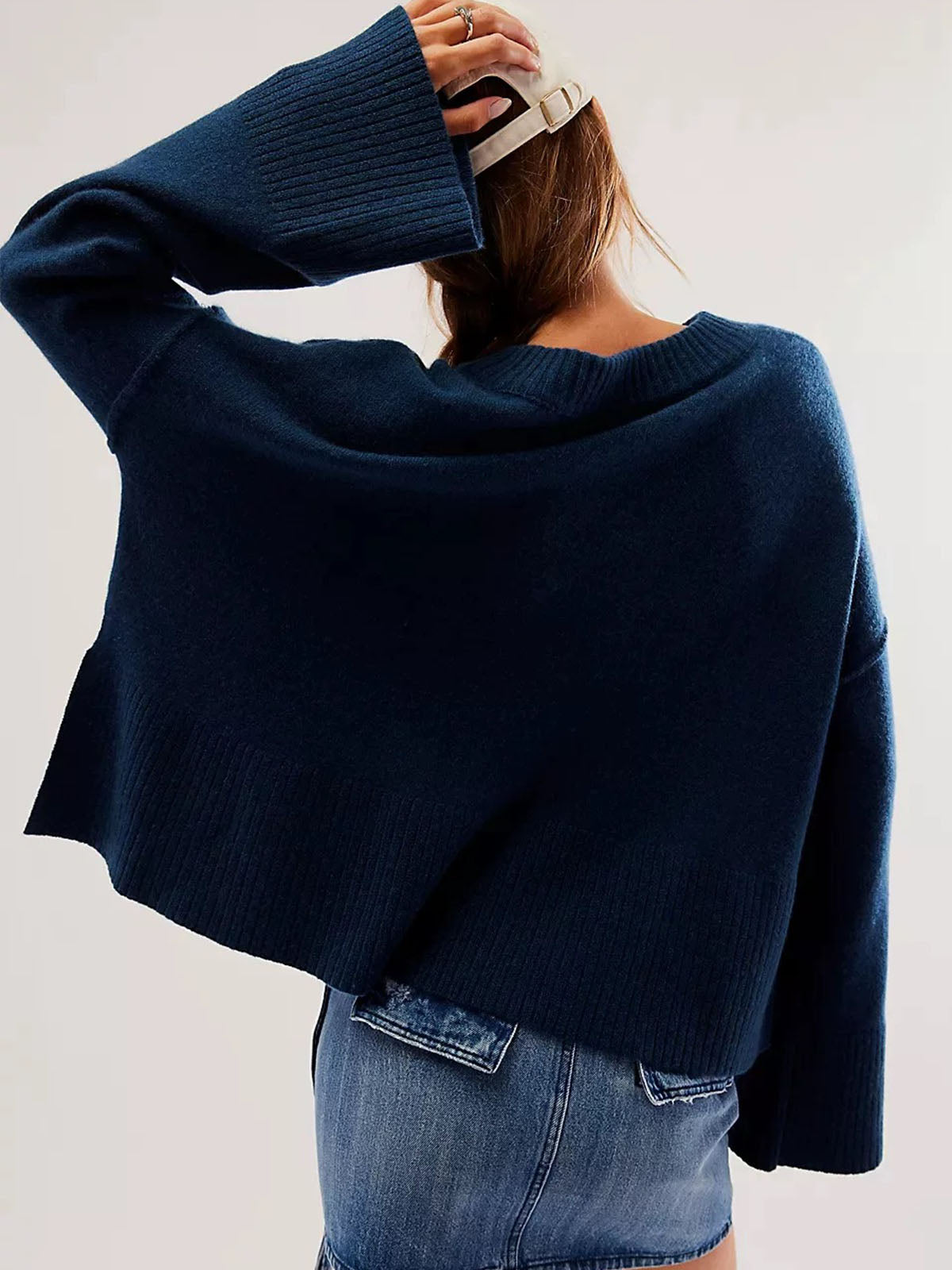 Side Split Oversized Pullover Sweater