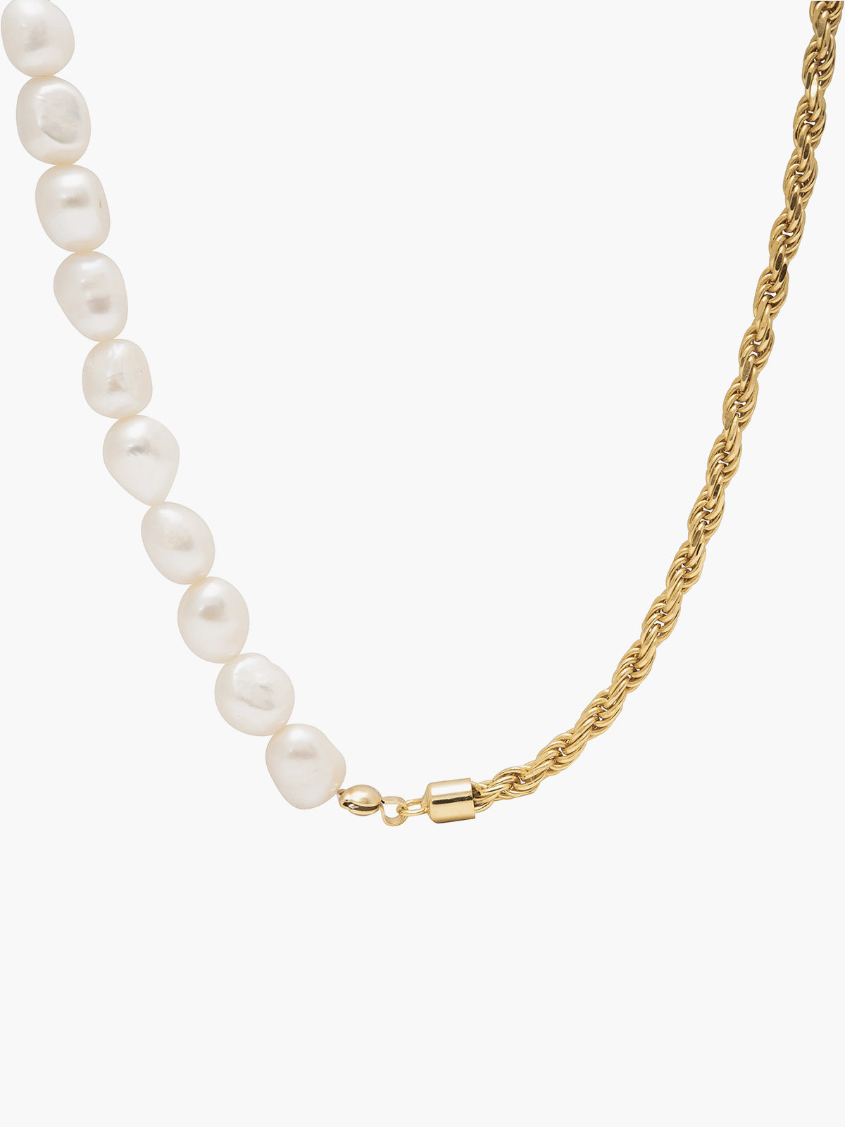 Twist Pearl Beaded Panel Necklace