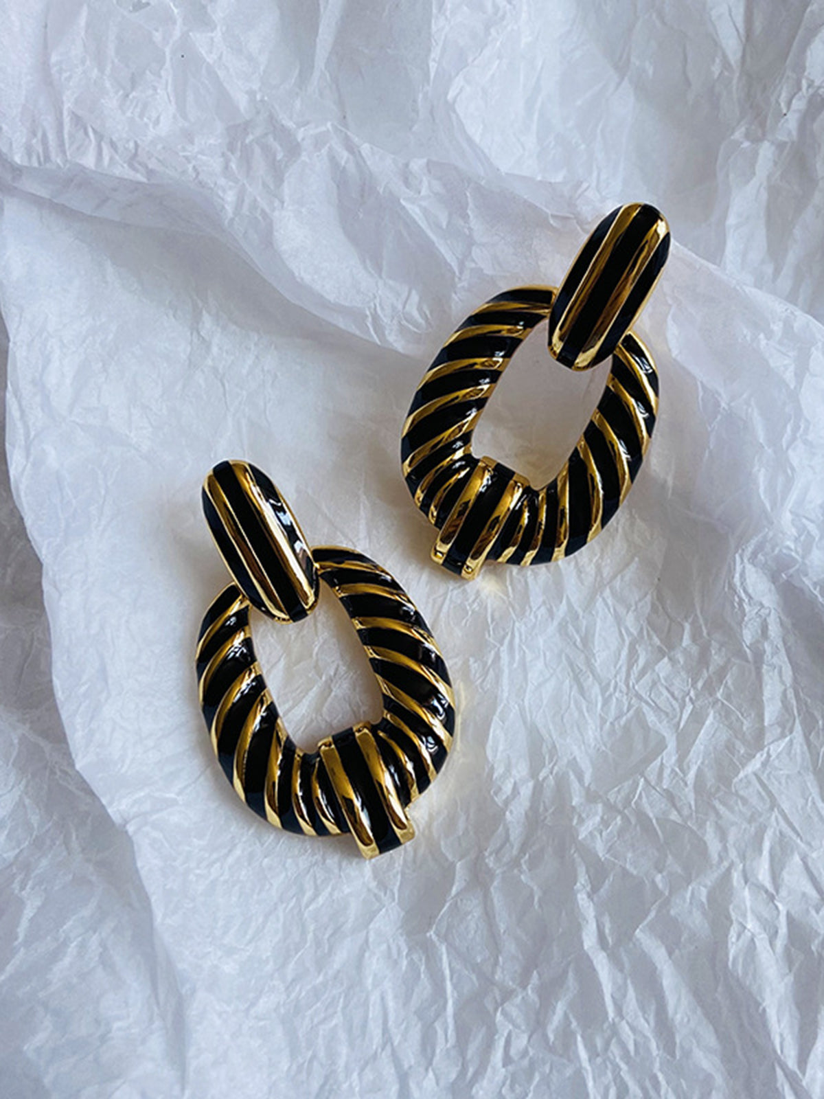 Vintage Croissant Twist Hoop Earrings