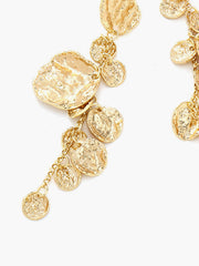 Golden Disc Pendant Tassel Earrings