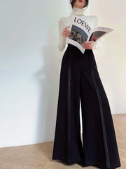 Contrast Bars Wide-Leg Flare Pants