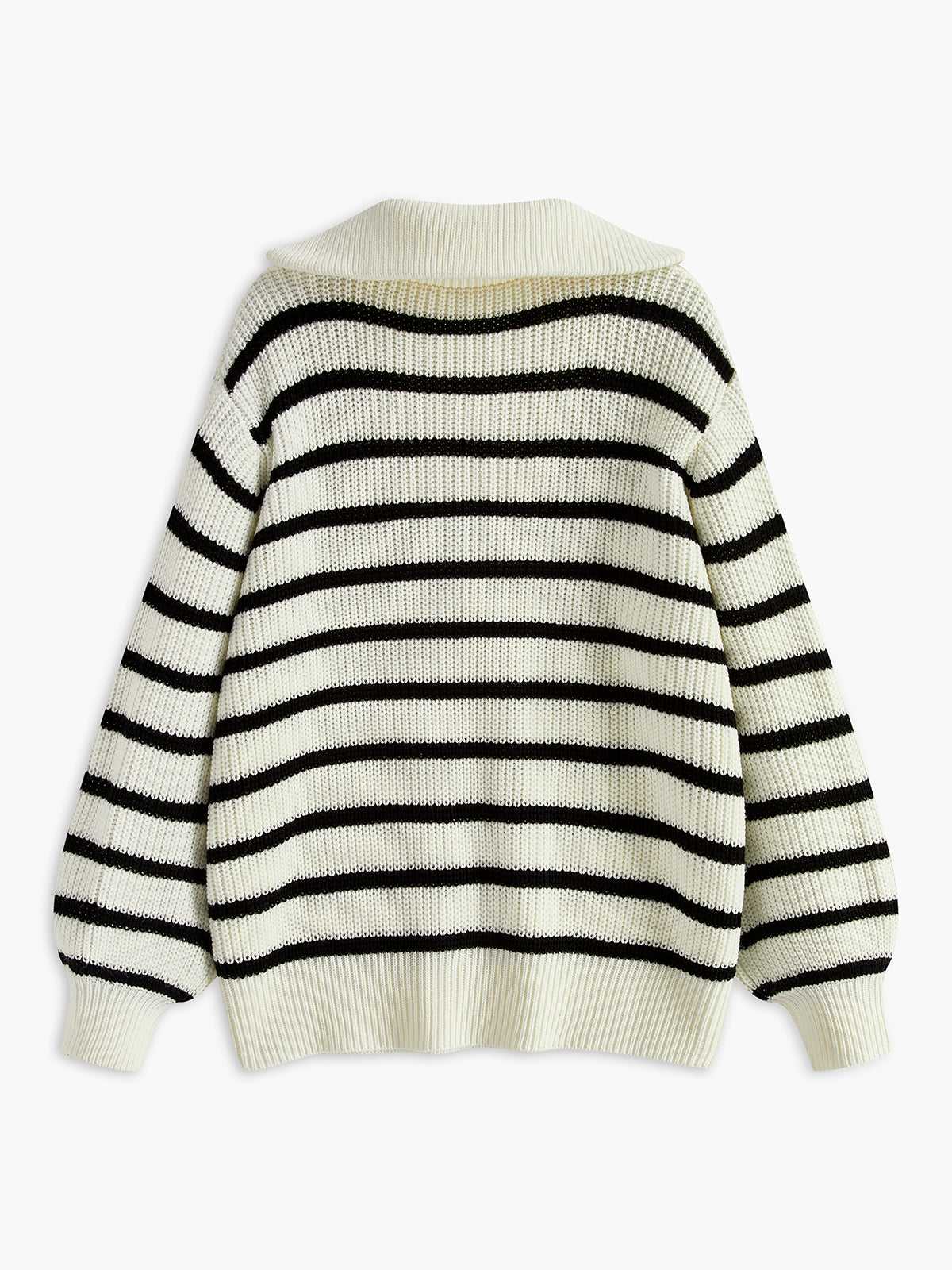 Striped Panel Zipper Pullover Sweater