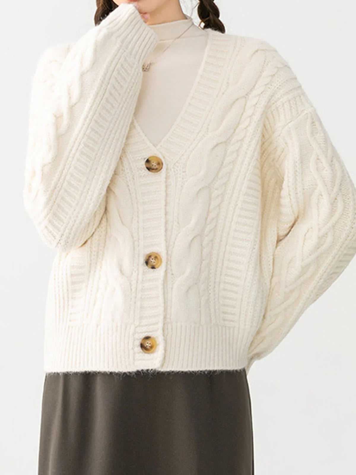 Button Mechanism Cable Cardigan