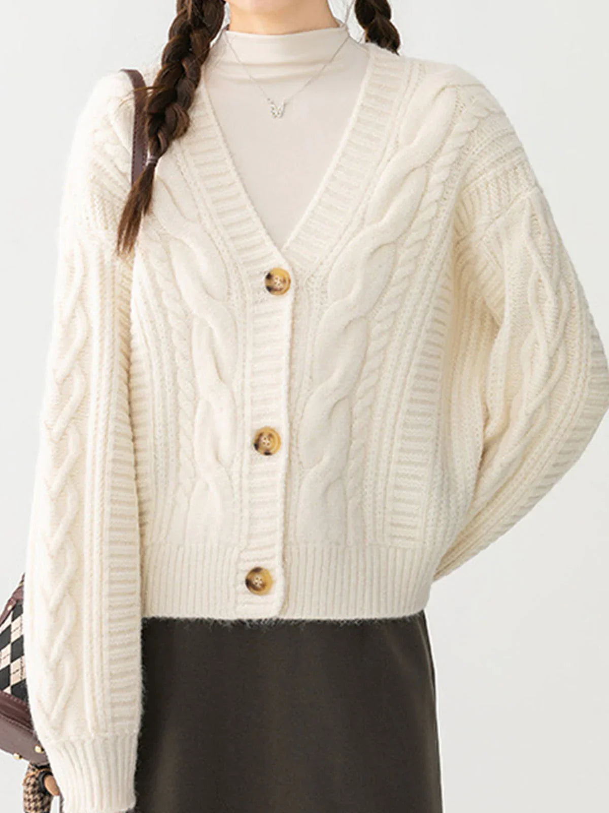 Button Mechanism Cable Cardigan