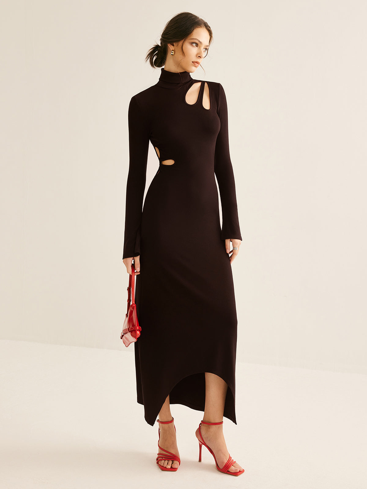 Turtleneck Cutout Slim Dress