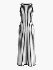 Contrast Pinstripe Slim Sweater Dress