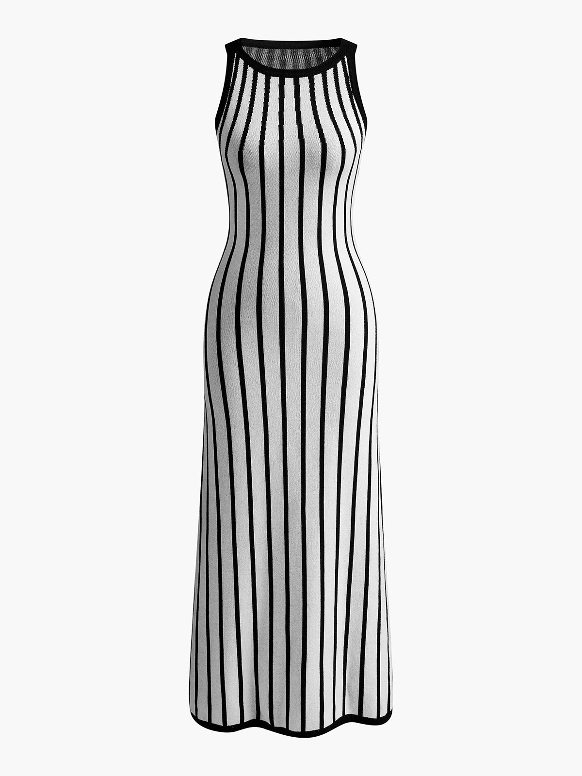 Contrast Pinstripe Slim Sweater Dress