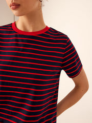 Crew Neck Striped Jersey T-Shirt