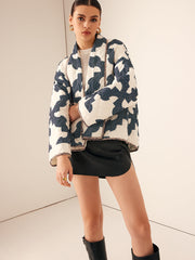 Color Block Printed Warm Jacket