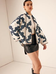 Color Block Printed Warm Jacket