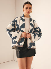 Color Block Printed Warm Jacket