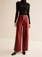 Retro Regular PU Leather Pants