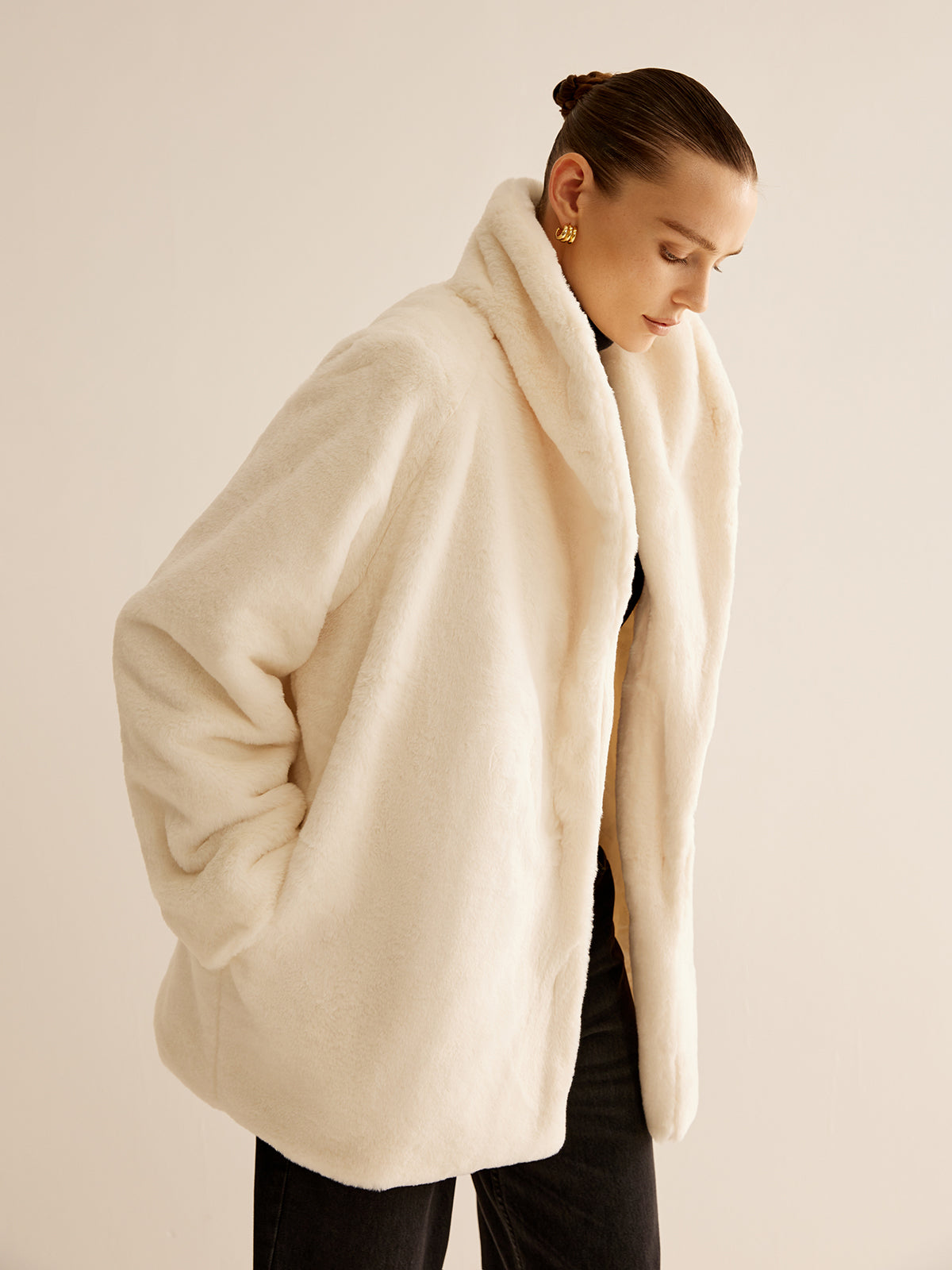 Lapel Loose Faux Fur Coat