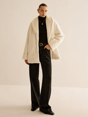 Lapel Loose Faux Fur Coat