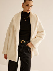 Lapel Loose Faux Fur Coat