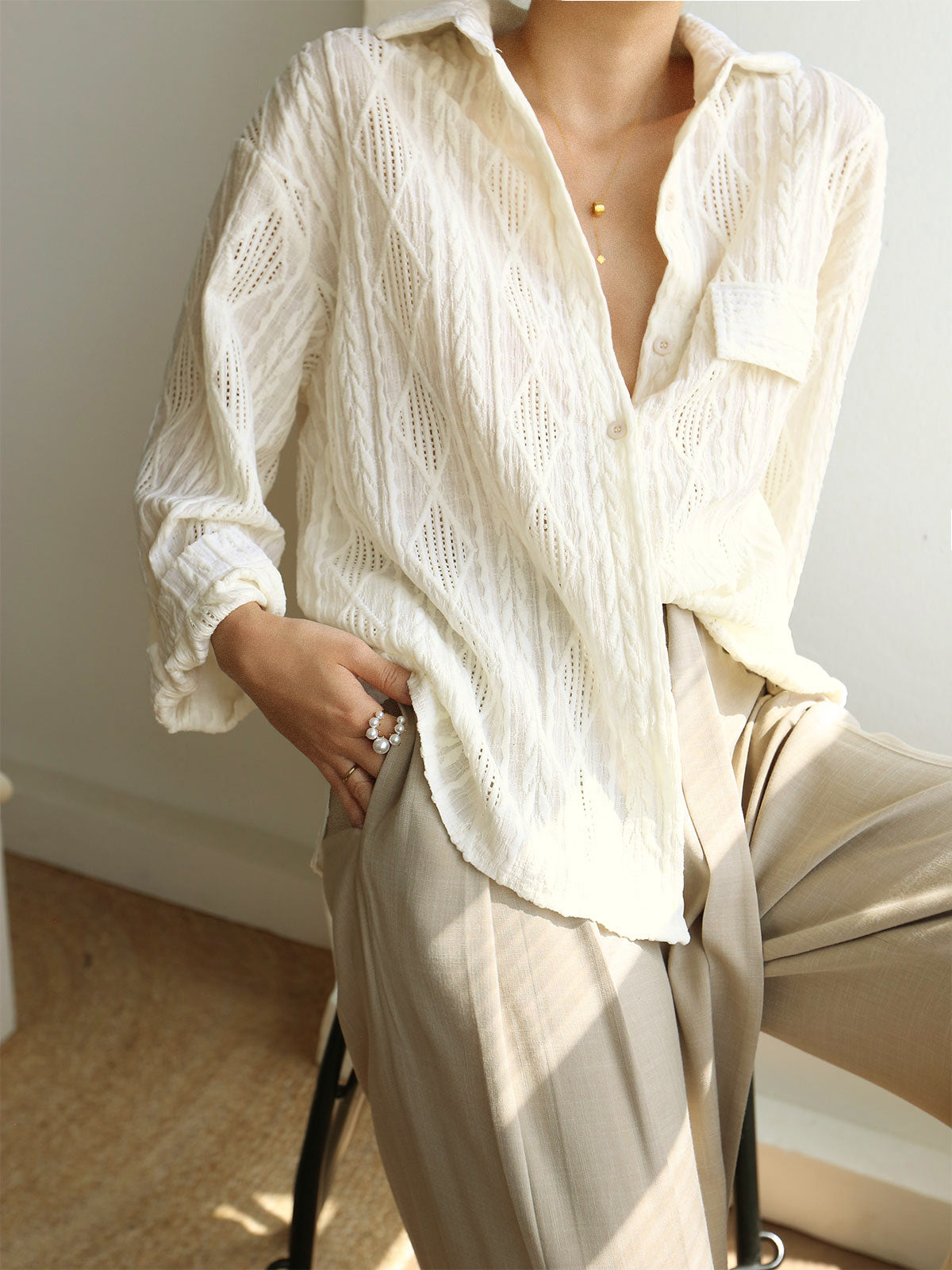 Oversized Cable Knit Shirt