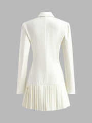 Elegant Suit Panel Pleated Short Dress