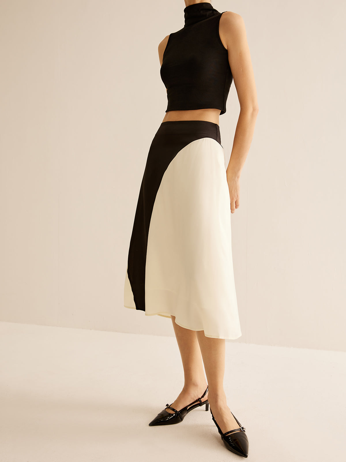 Color Block Midi Skirt