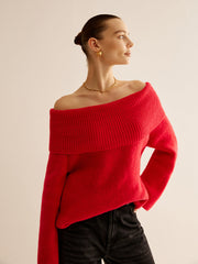 Off-Shoulder Ribbed Sweater