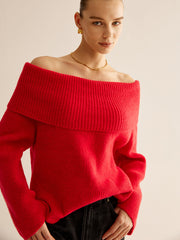 Off-Shoulder Ribbed Sweater