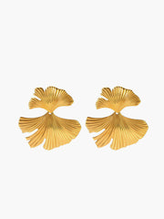 Ginkgo Leaf Ripple Earrings